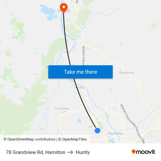 78 Grandview Rd, Hamilton to Huntly map