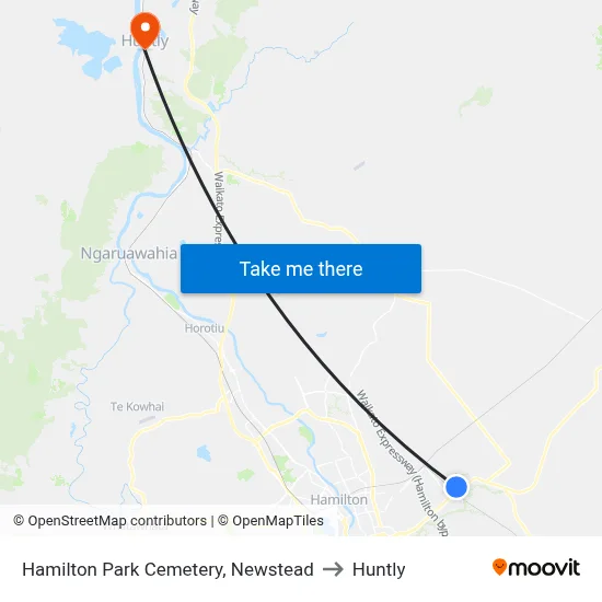 Hamilton Park Cemetery, Newstead to Huntly map