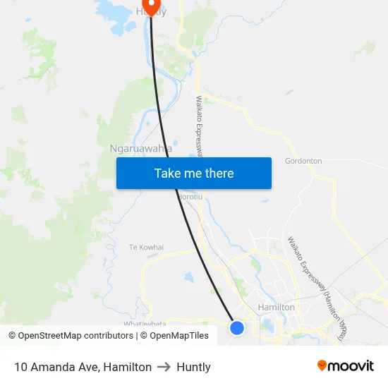 10 Amanda Ave, Hamilton to Huntly map