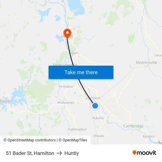 51 Bader St, Hamilton to Huntly map