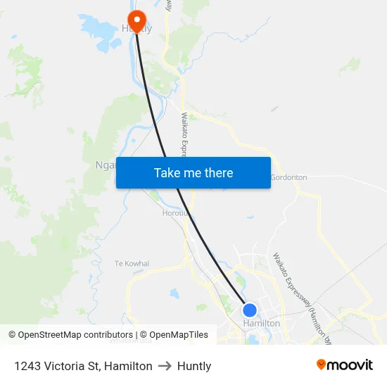 1243 Victoria St, Hamilton to Huntly map