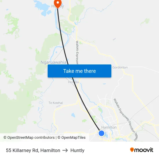 55 Killarney Rd, Hamilton to Huntly map