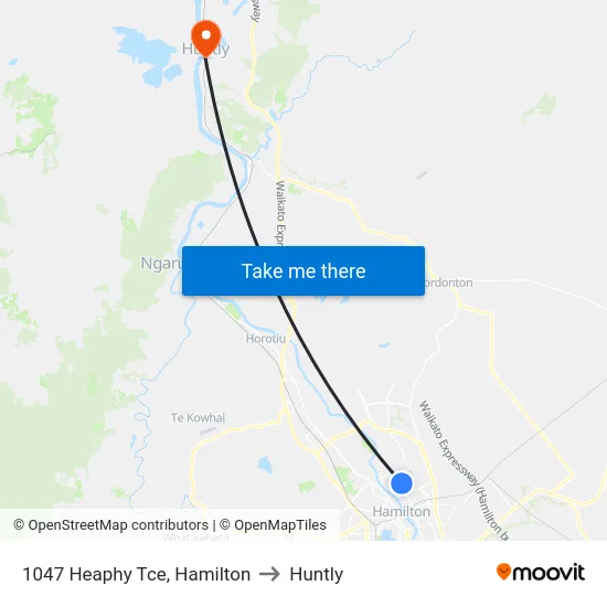 1047 Heaphy Tce, Hamilton to Huntly map