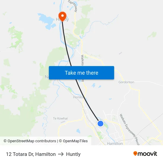 12 Totara Dr, Hamilton to Huntly map