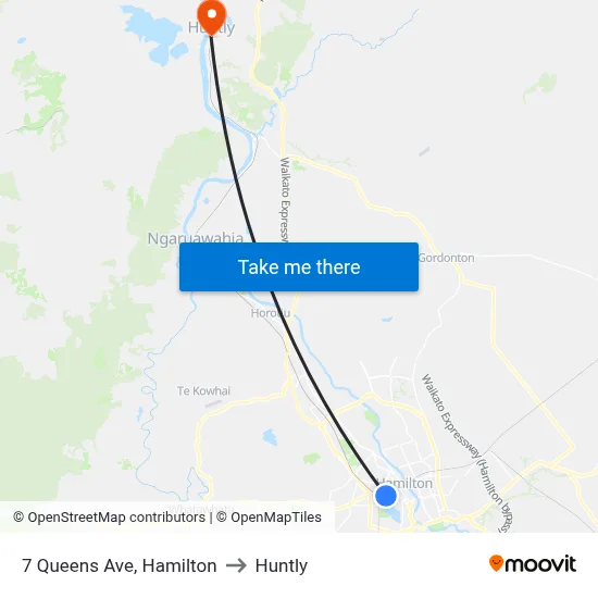 7 Queens Ave, Hamilton to Huntly map