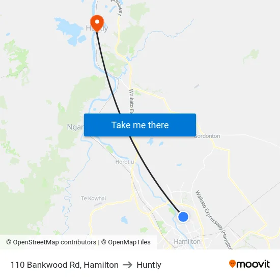 110 Bankwood Rd, Hamilton to Huntly map