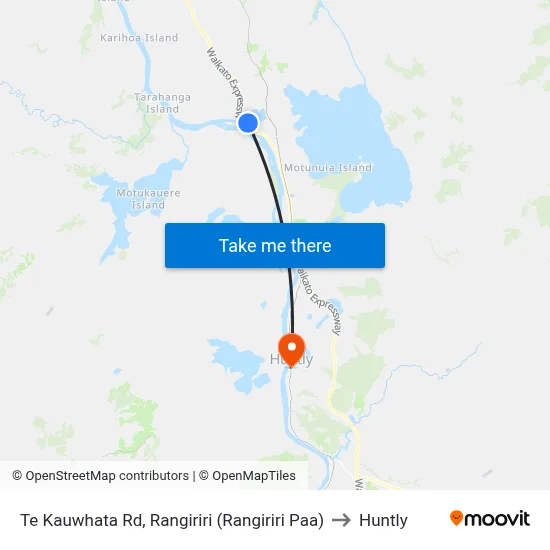 Te Kauwhata Rd, Rangiriri (Rangiriri Paa) to Huntly map