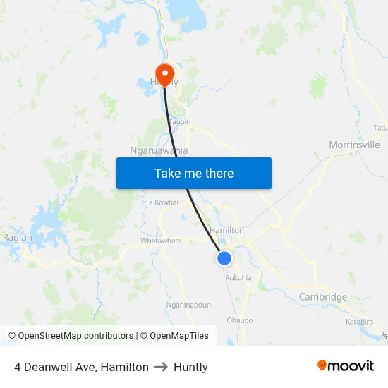 4 Deanwell Ave, Hamilton to Huntly map