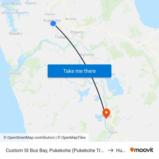 Custom St Bus Bay, Pukekohe (Pukekohe Train Station) to Huntly map