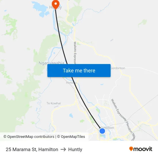 25 Marama St, Hamilton to Huntly map