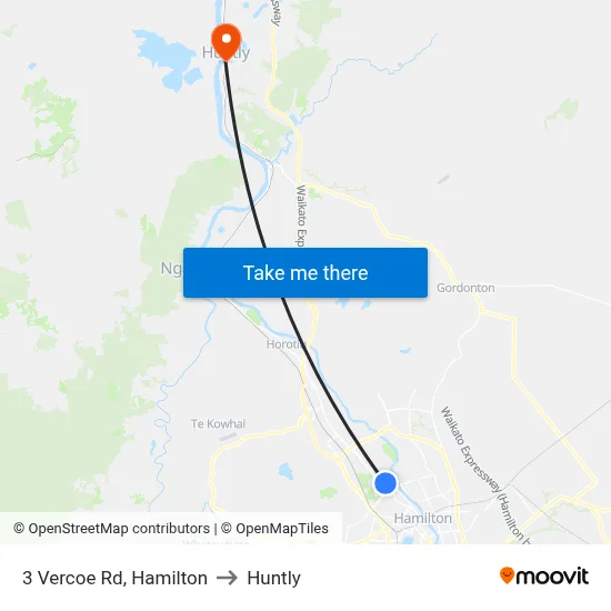 3 Vercoe Rd, Hamilton to Huntly map