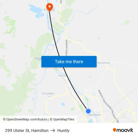 299 Ulster St, Hamilton to Huntly map