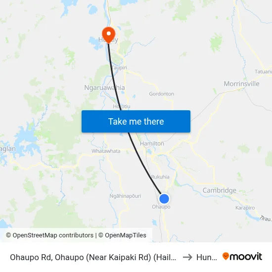 Ohaupo Rd, Ohaupo (Near Kaipaki Rd) (Hail2ride) to Huntly map