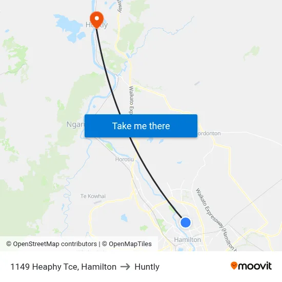 1149 Heaphy Tce, Hamilton to Huntly map