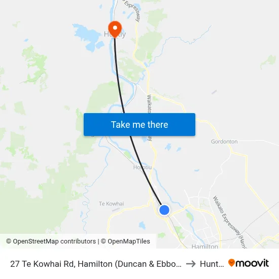27 Te Kowhai Rd, Hamilton (Duncan & Ebbott) to Huntly map