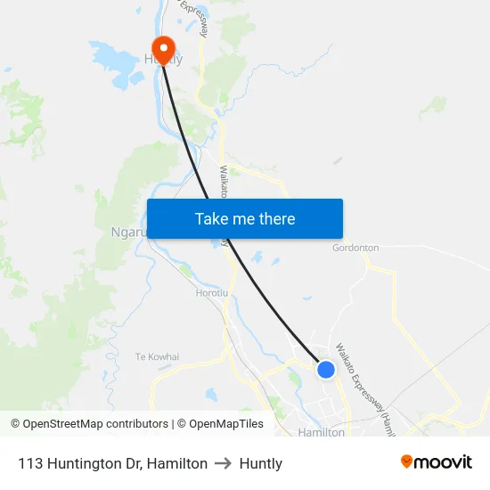 113 Huntington Dr, Hamilton to Huntly map