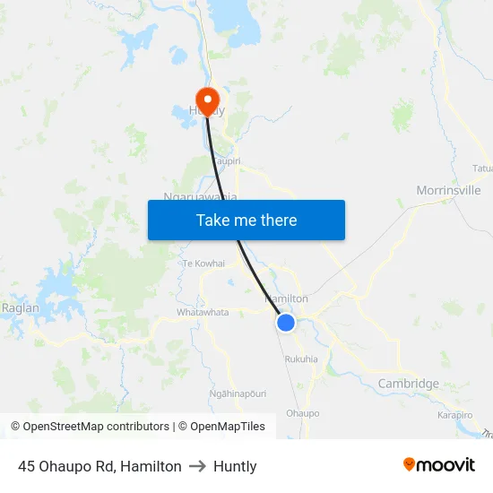 45 Ohaupo Rd, Hamilton to Huntly map