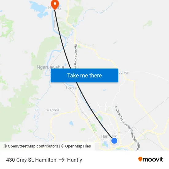 430 Grey St, Hamilton to Huntly map