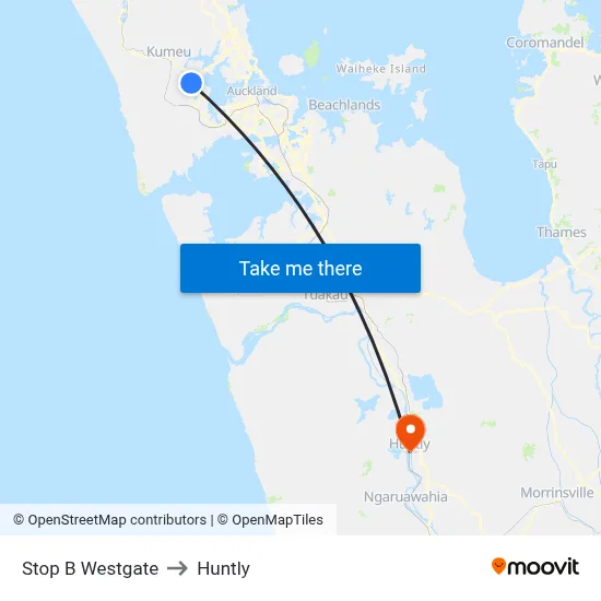 Stop B Westgate to Huntly map
