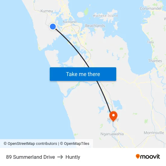 89 Summerland Drive to Huntly map