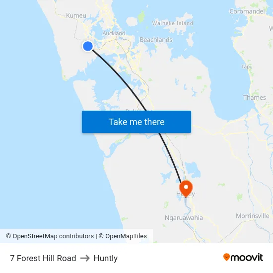 7 Forest Hill Road to Huntly map