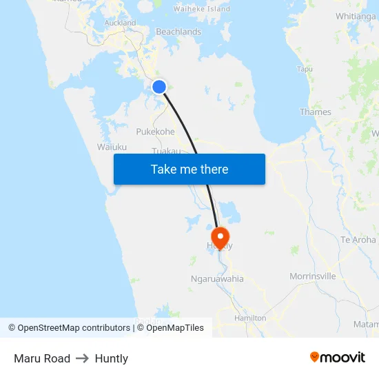 Maru Road to Huntly map