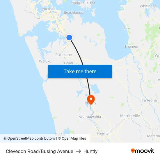 Clevedon Road/Busing Avenue to Huntly map