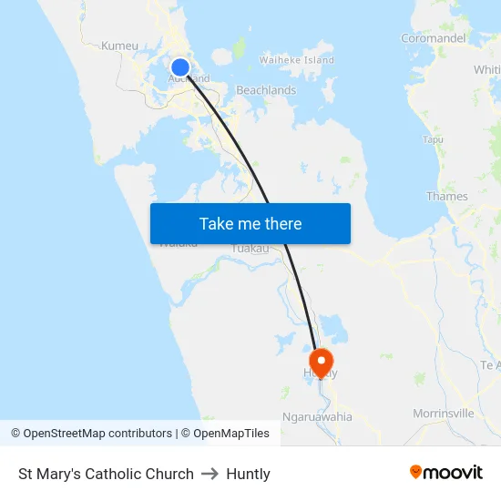 St Mary's Catholic Church to Huntly map