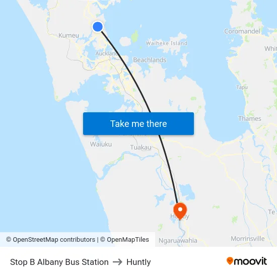 Stop B Albany Bus Station to Huntly map