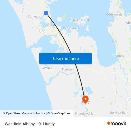 Westfield Albany to Huntly map