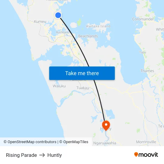 Rising Parade to Huntly map