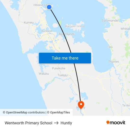 Wentworth Primary School to Huntly map