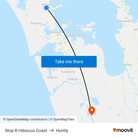 Stop B Hibiscus Coast to Huntly map
