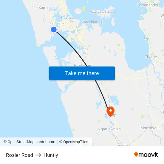 Rosier Road to Huntly map