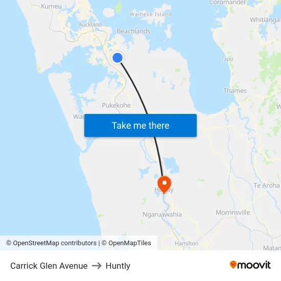 Carrick Glen Avenue to Huntly map