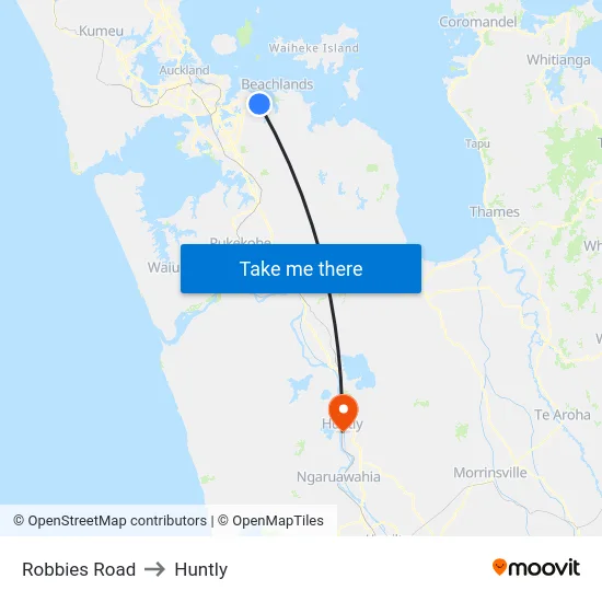 Robbies Road to Huntly map
