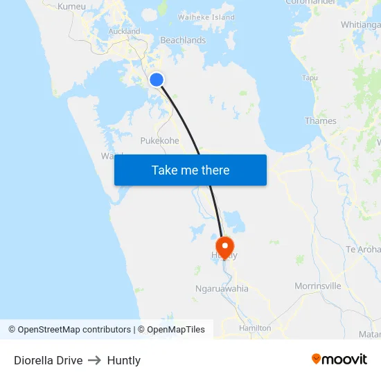 Diorella Drive to Huntly map