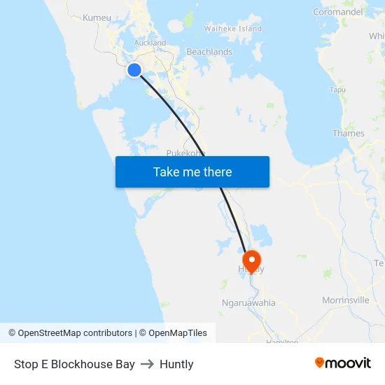 Stop E Blockhouse Bay to Huntly map