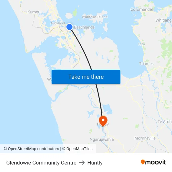 Glendowie Community Centre to Huntly map