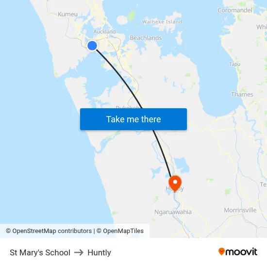 St Mary's School to Huntly map