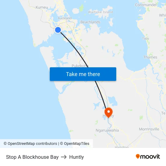 Stop A Blockhouse Bay to Huntly map