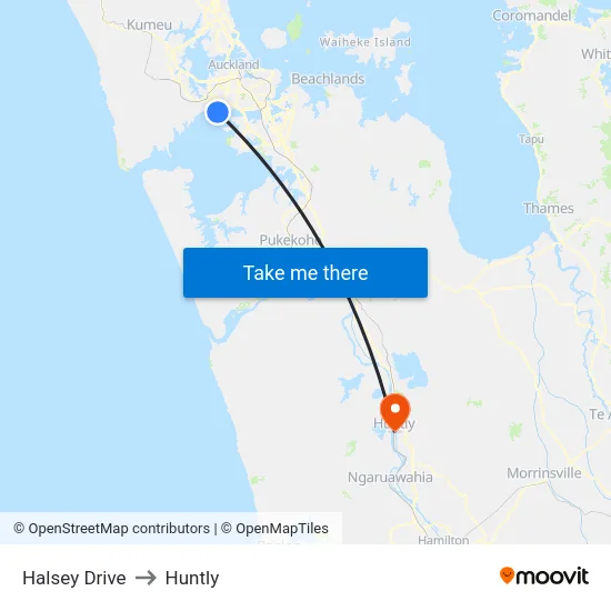 Halsey Drive to Huntly map