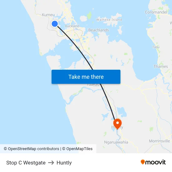 Stop C Westgate to Huntly map