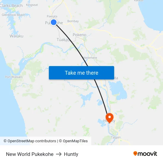 New World Pukekohe to Huntly map