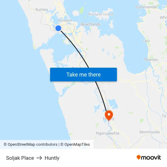 Soljak Place to Huntly map