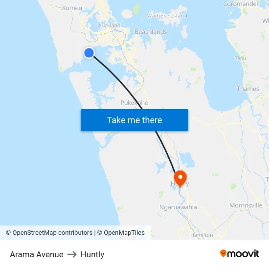 Arama Avenue to Huntly map