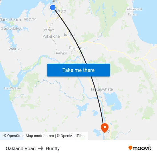 Oakland Road to Huntly map