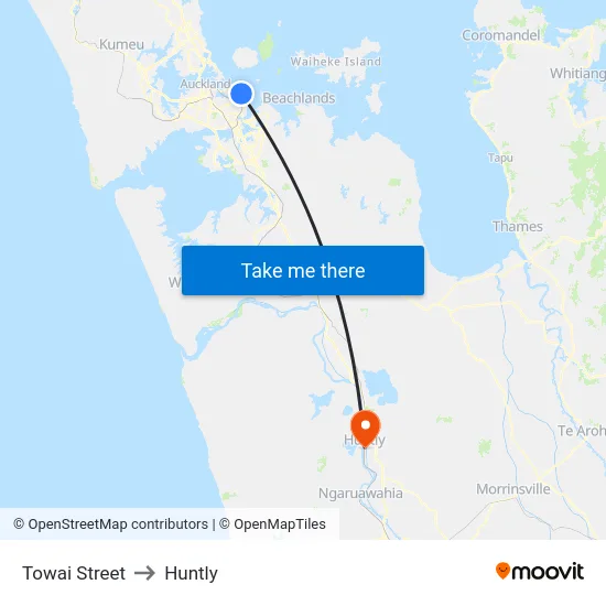 Towai Street to Huntly map