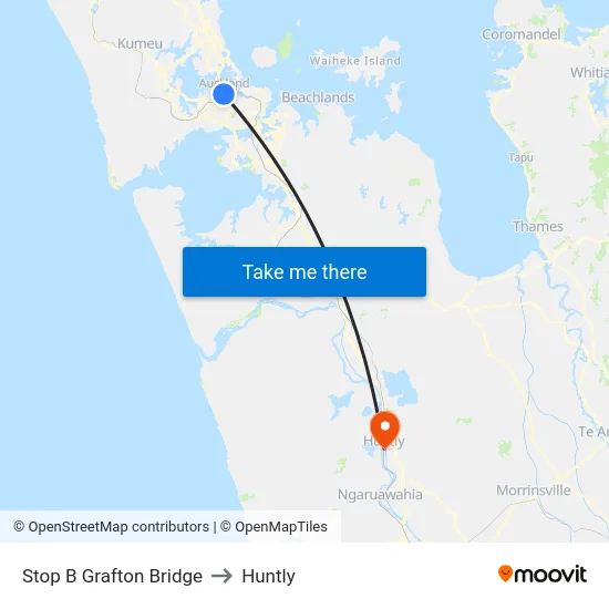 Stop B Grafton Bridge to Huntly map