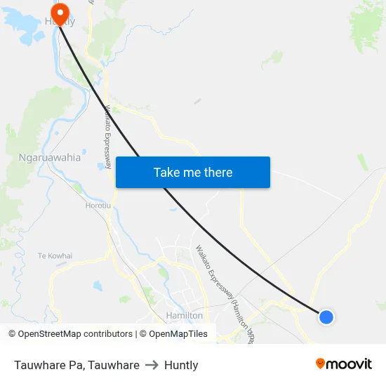 Tauwhare Pa, Tauwhare to Huntly map